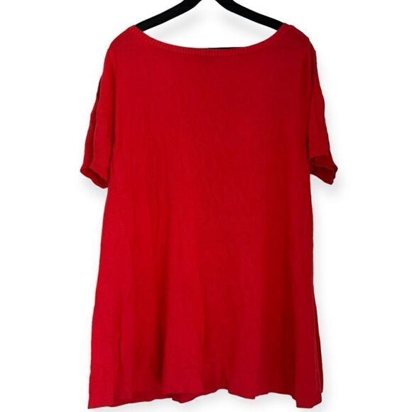 Susan Graver Pink Slit Sleeve Scoop Neck Short Sleeve Tunic Top Size 1X - Picture 2 of 6